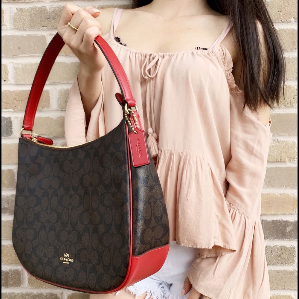 Gaby’sBags👜💕-NWT Coach Hobo Signature Red - Picture 4 of 5